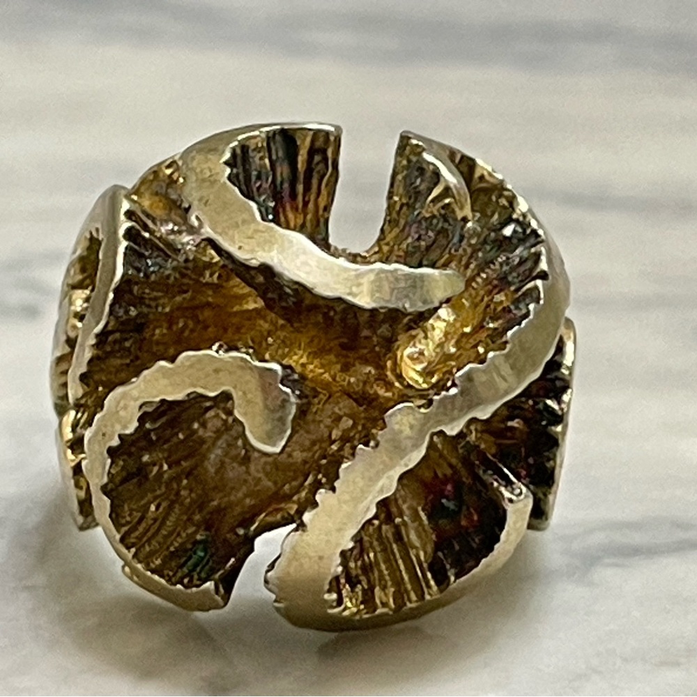 Heavy Sterling Silver Sculptural Statement Ring Size 6.5 Brutalist Modern gold P - Picture 2 of 13